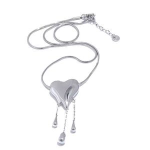 Silver Stainless Steel Heart Necklace – Elegant & Romantic